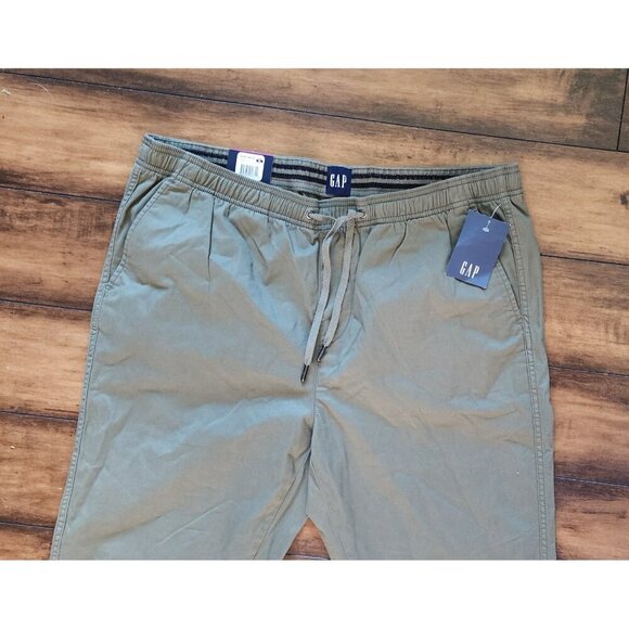 Gap Twill Jogger Elastic Waist Ankle Drawstring Flexible Army Green Clover NEW - Picture 3 of 8